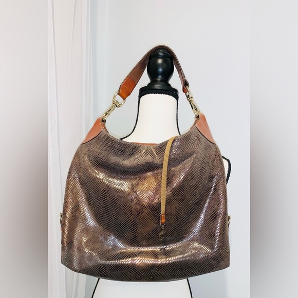 DOONEY BOURKE metallic leather hobo snakeskin  purse - Picture 14 of 16